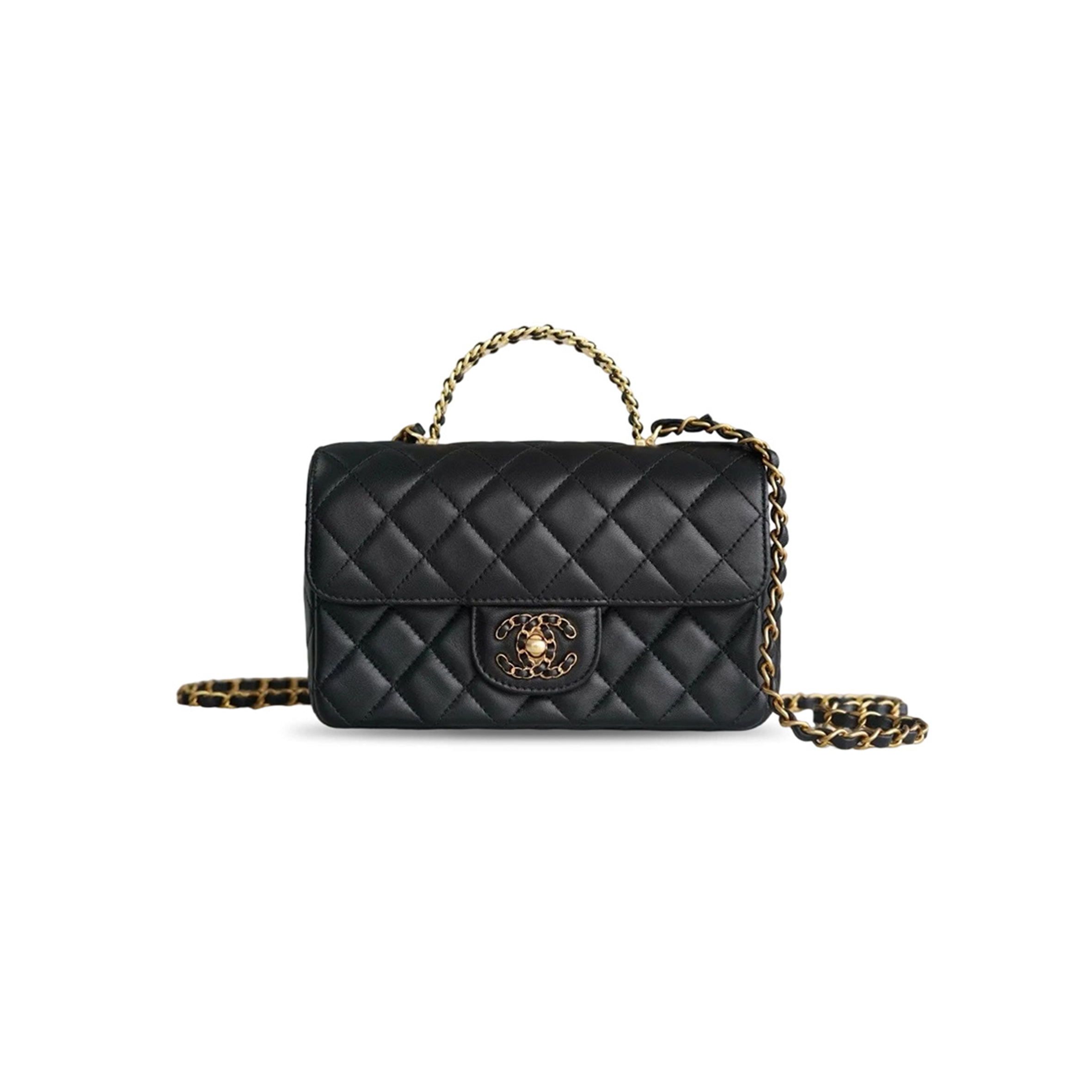 CHANEL TOP HANDLE BLACK GOLD (20*12*6.5cm)